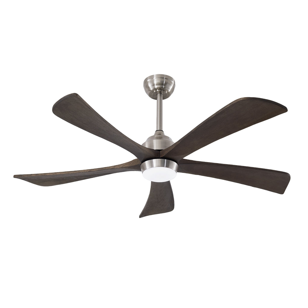 52' 5PCS Solid Wood Blades Ceiling Fan with Lights Remote Control,Quiet DC Motor 3 Blade Ceiling Fans 6 Speed Levels,Reversible Ceiling Fan,for Patio Living Room,Bedroom,Office,Indoor.(Stain nickel )