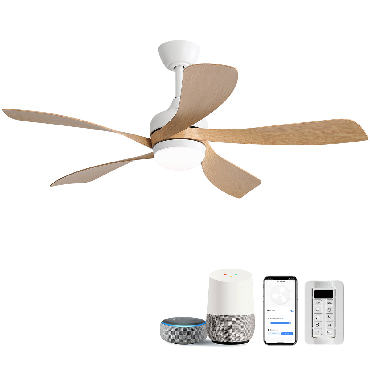 45 Inch Smart Ceiling Fan with Light 18W Tri Color Dimmable LED Alexa APP Control Quiet Reversible Motor Memory Function Timer