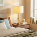 Echo Brushed Nickel Table Lamp with On/Off Switch Clear Glass Body  Metal Base