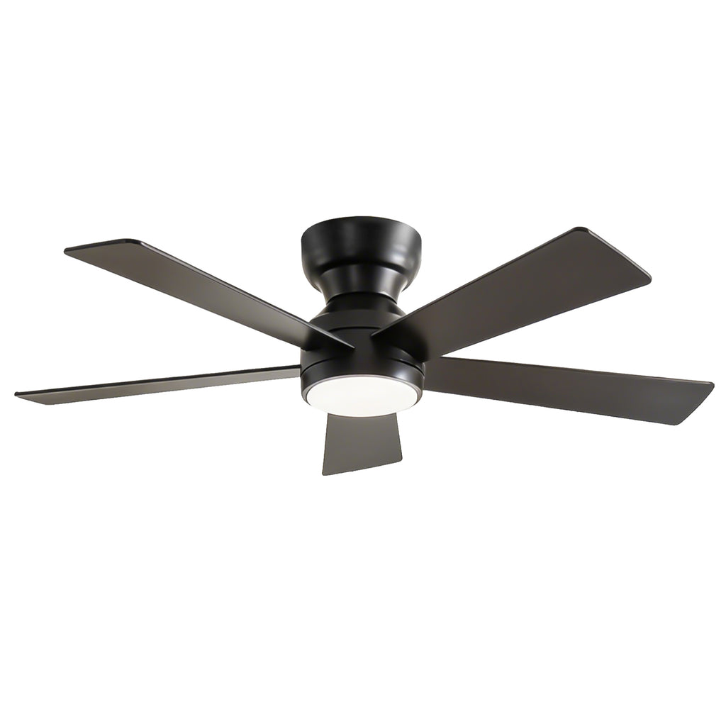 46 Inch 5 PCS Plywood Blades  Ceiling Fan With Light Kit 3 Color LED Light Source, DC 6 Speed ,Remote Control Ceiling Fan  for Patio Living Room, Bedroom, Office,Indoor.(( Matte Black  )