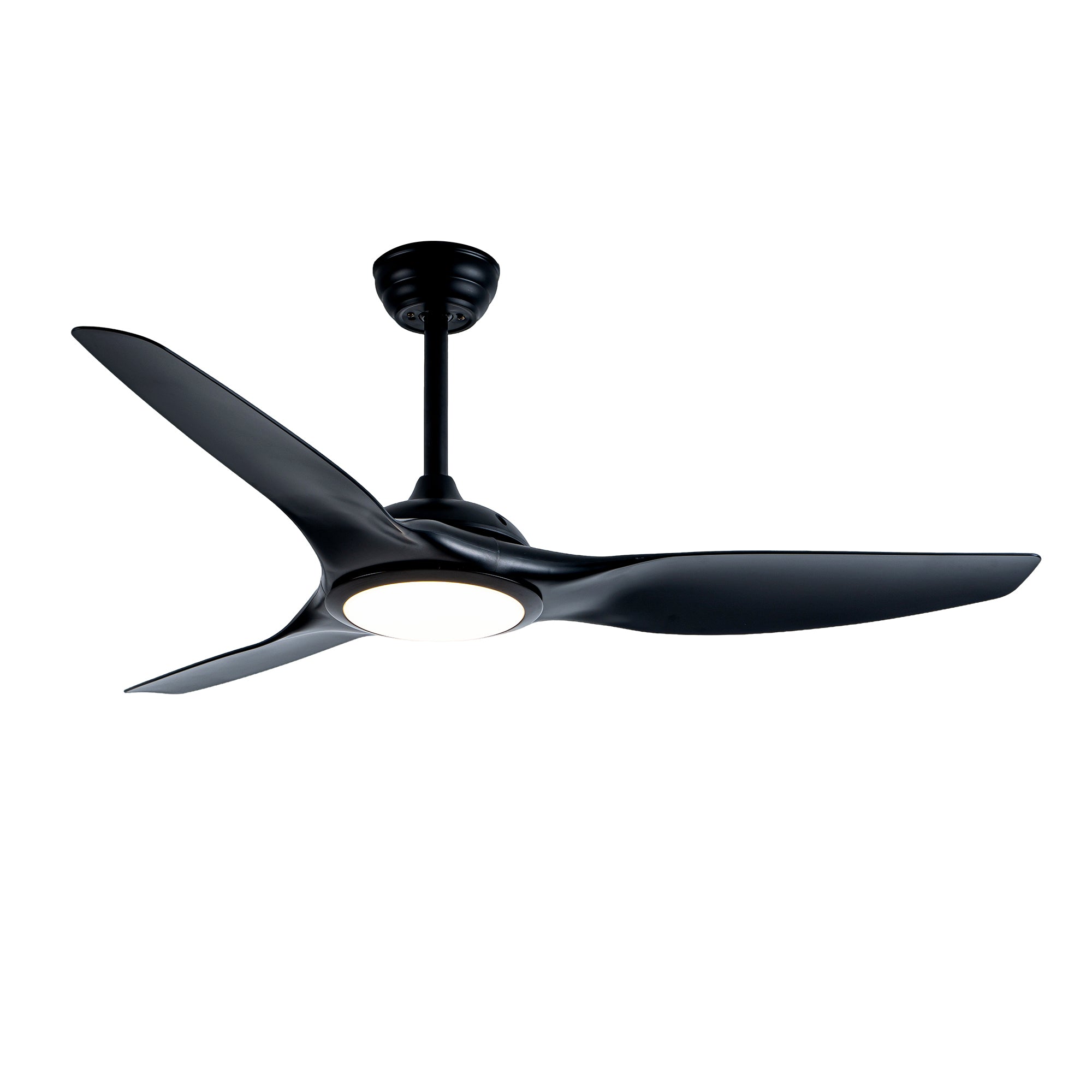 52 Inch  ABS Blades  Ceiling Fan With Light Kit ( LED Light Source),DC 6 Speed ,Remote Control,Adjustable Height Ceiling Fan for Patio Living Room, Bedroom, Office,Indoor.(( Matte Black)