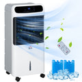 HOMCOM 32' Mobile Evaporative Air Cooler, 3-In-1 Ice Cooling Fan Water Conditioner Humidifier Unit with Remote, Timer, Oscillating, LED Display, 3.2gal Water Tank for Home Office, Bedroom, White