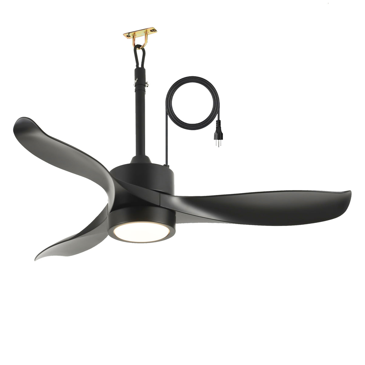 42'  Outdoor Ceiling Fan with LED Light ,Remote Control,Quiet DC Motor 6 Speed Levels,Adjust Height( 3 PCS Rod) Reversible Ceiling Fan, for Outdoor Use .(Matte Black)