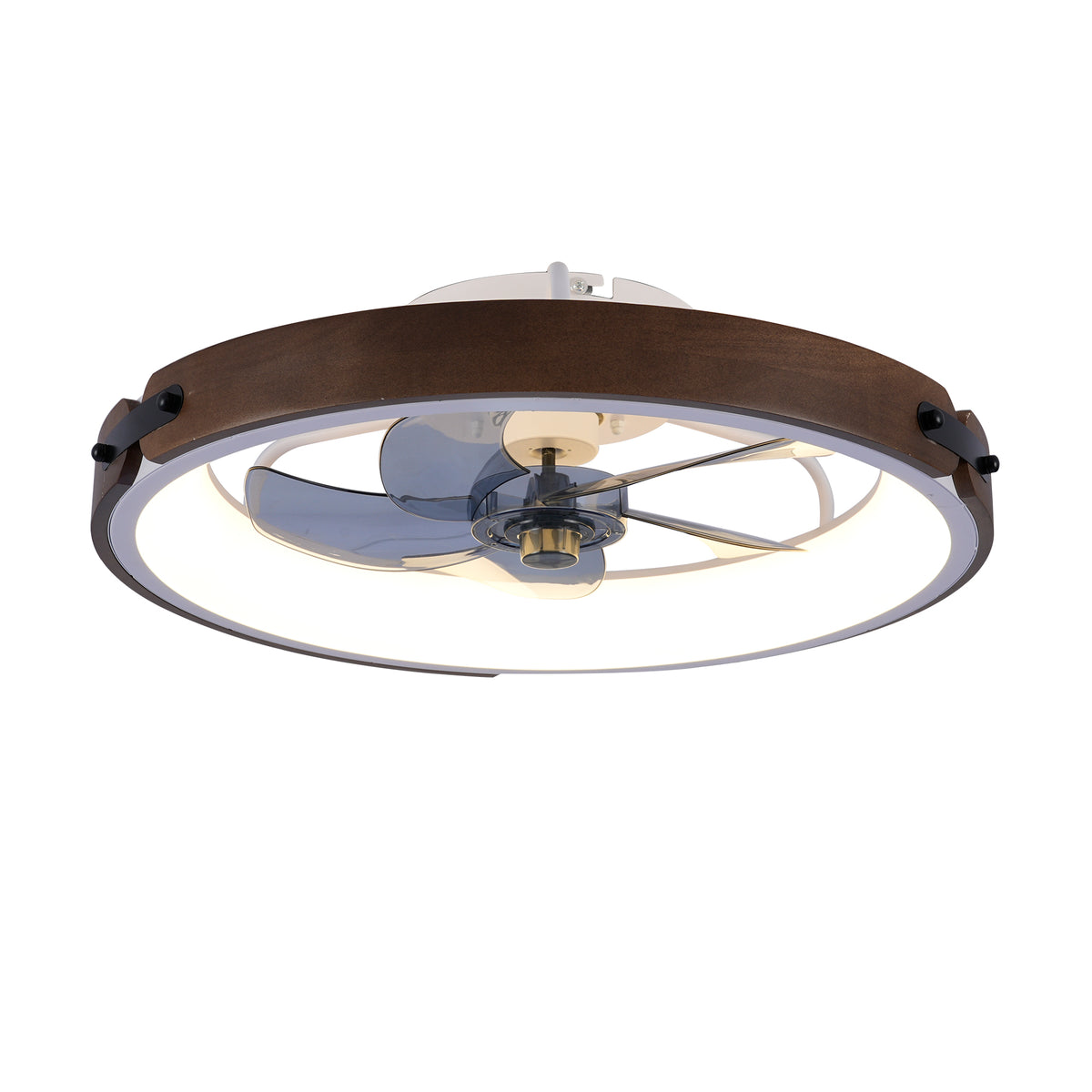20' Ceiling Fans with Lights Kit (Led)  and Remote Control, 3000-6500K Dimmable Modern Flush Mount LED Fan Light, 6 Speeds, Quiet DC Motor For Living room, Bedroom,Kitchen----Walnut+ Black