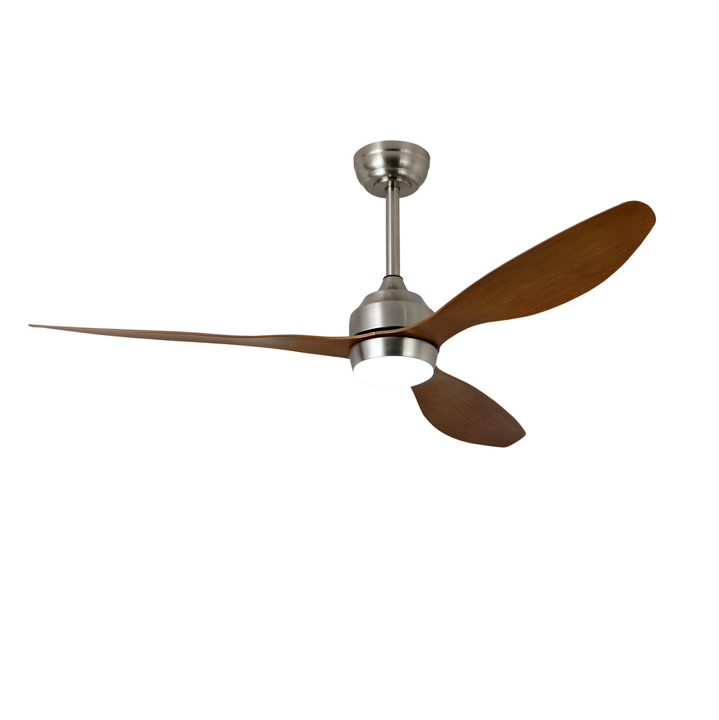 52' Ceiling Fan with Lights Quiet DC Motor 3 ABS Blade Ceiling Fans 6 Speed Levels,Reversible Ceiling Fan, for Patio Living Room, Bedroom, Office,Indoor.(Stain Nickel + Wood Gain )