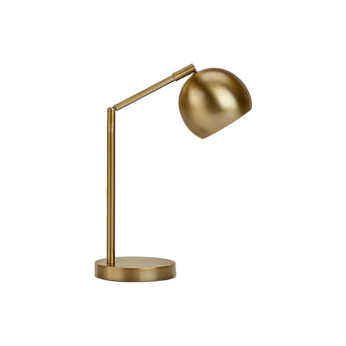 Contemporary Table Lamp with Gold Metal Base and Globe Shade, 19in Height, Adjustable Neck, Modern Accent Lighting