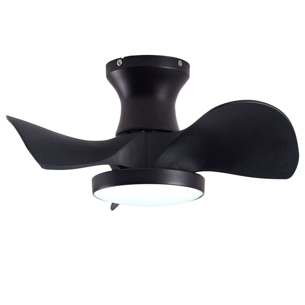 ABS Ceiling Fan with 3 Color Temperatures Light and Remote Control DC Motor Powerful and low noise Small Space ceiling fan for Kitchen Bedroom Dining room Toilet Patio.( Matte Black)