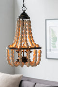 D18.9x33.1' Large Beaded 4-Light Chandelier, Vintage Style Hanging Light Fixture for Kitchen Dining Room Foyer Entryway, Bulb Not Included