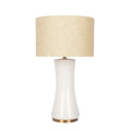 Cascade Glass Lamp with Golden Base and Off White Glass Shade, Brass and Glass, 13.75 x 13.75 x 24.50 inches