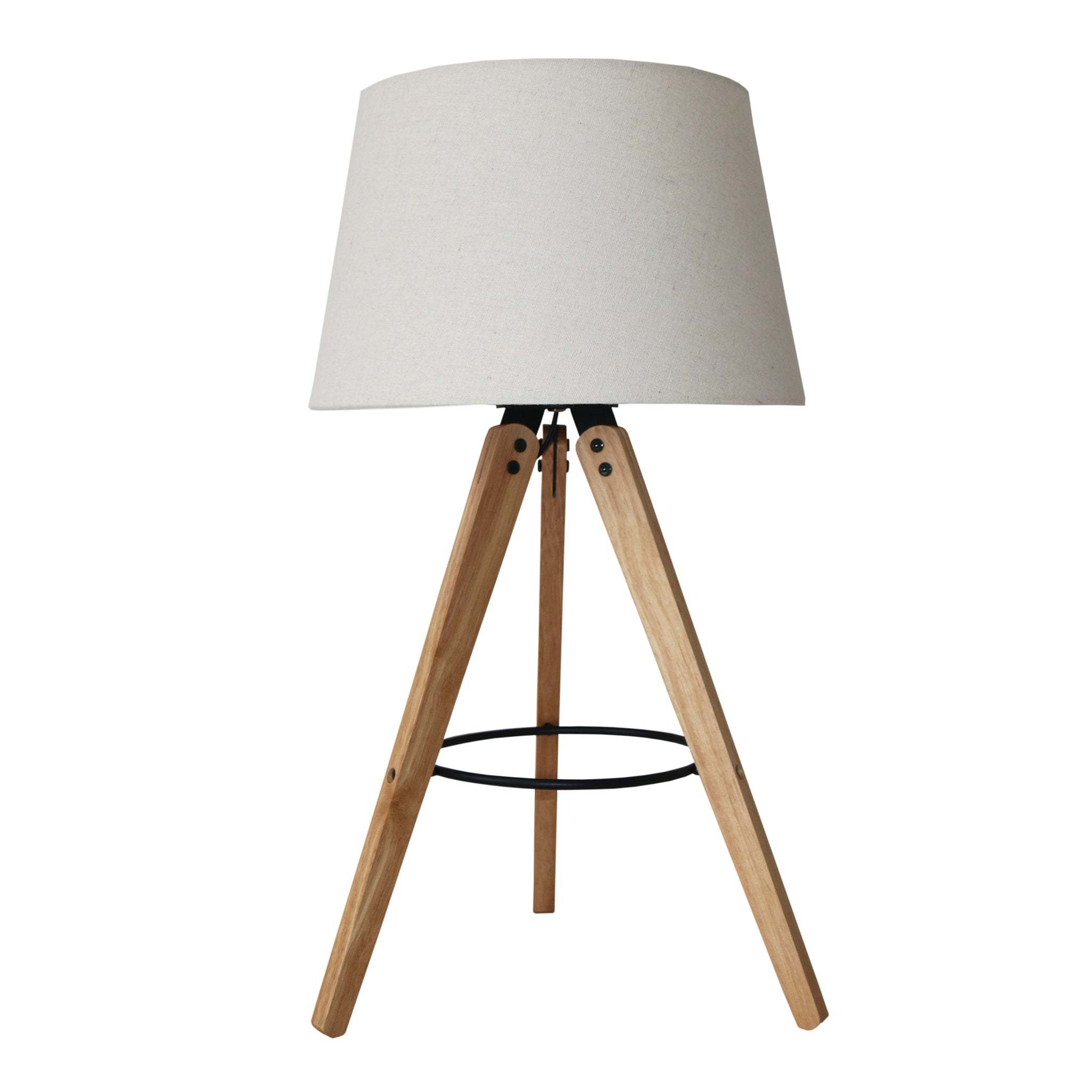 European Modern Bedside Table Lamp, Decorative LED Desk Lamp, Birch Three-Legged Wooden Table Lamp - Natural Black