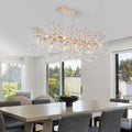 Modern Rectangular Chandelier, 49.2' Gold Crystal Tree Branch Chandelier 14 Lights Luxury Raindrop Light for Dining Room, Kitchen Island, Living Room