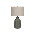 Contemporary Table Lamp, 24' H, Grey Concrete Base with Beige Linen Drum Shade, Modern Decor Lighting
