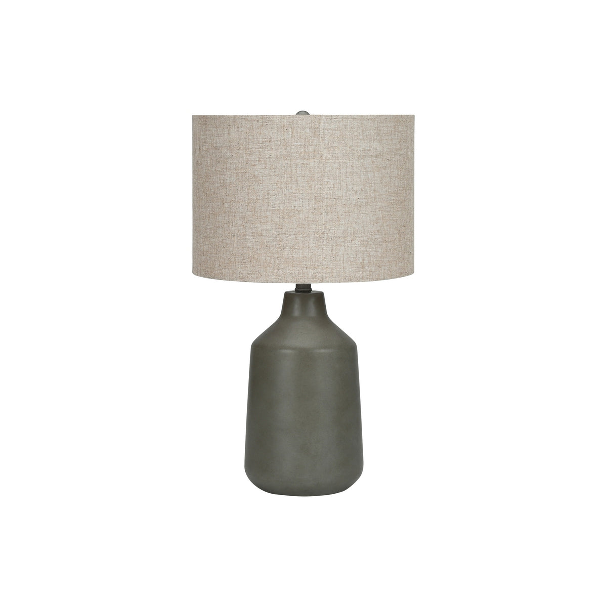 Contemporary Table Lamp, 24' H, Grey Concrete Base with Beige Linen Drum Shade, Modern Decor Lighting