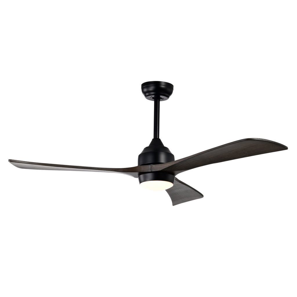 52' Solid Wood Blades Ceiling Fan with Lights Remote Control,Quiet DC Motor 3 Blade Ceiling Fans 6 Speed Levels,Reversible Ceiling Fan, for Patio Living Room, Bedroom, Office,Indoor.(Matte Black)
