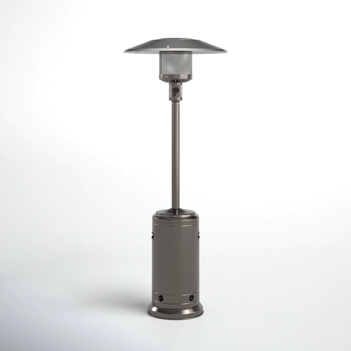 Steel Gray 46,000 BTU Standing Patio Heater with Aluminum Construction and 32x32x83.5 inches Dimensions