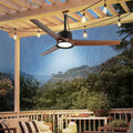 Outdoor Ceiling Fan with Light: 52 Inch Black Waterproof Gazebo Fans with Lights Outdoor Hanging  6 Speed Reversible DC Motor