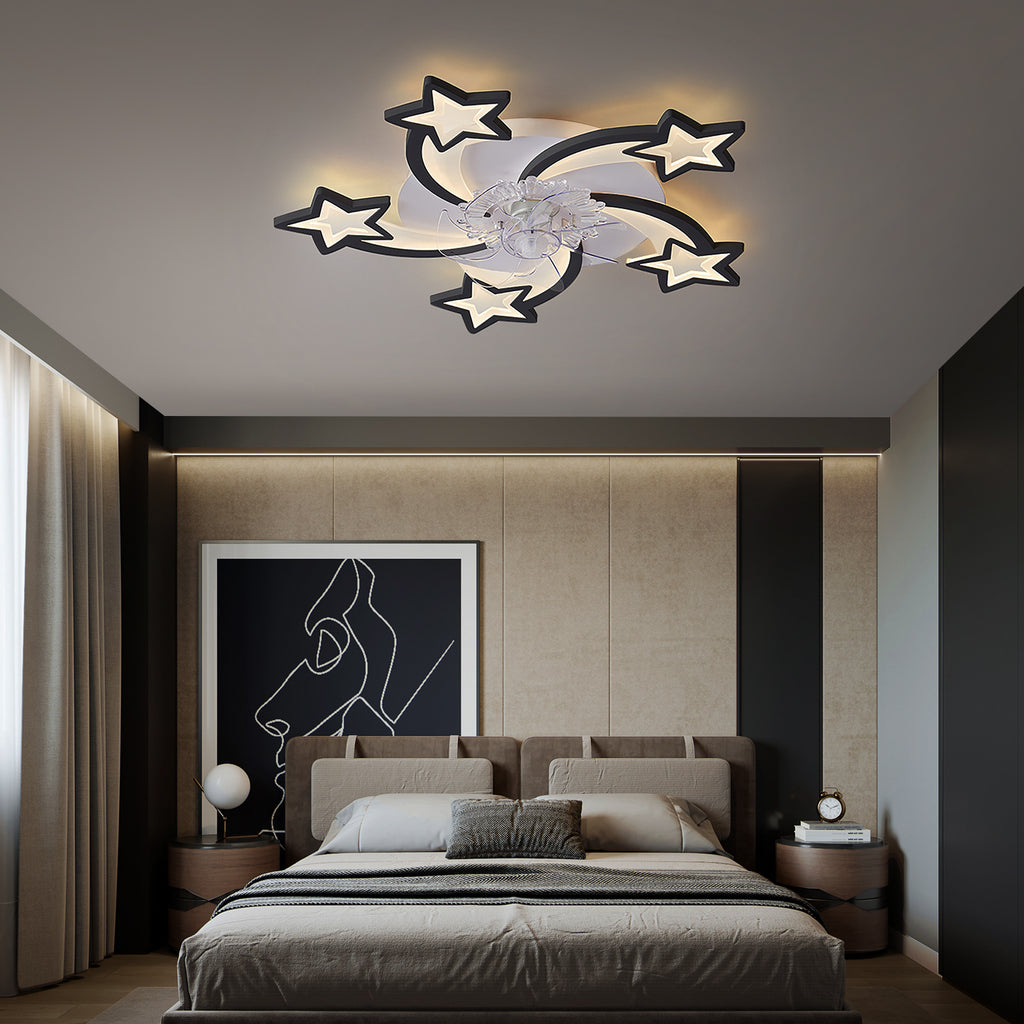 29Inches Ceiling Fan with Lights Remote Control Dimmable LED, 6 Gear Wind Speed Fan Light