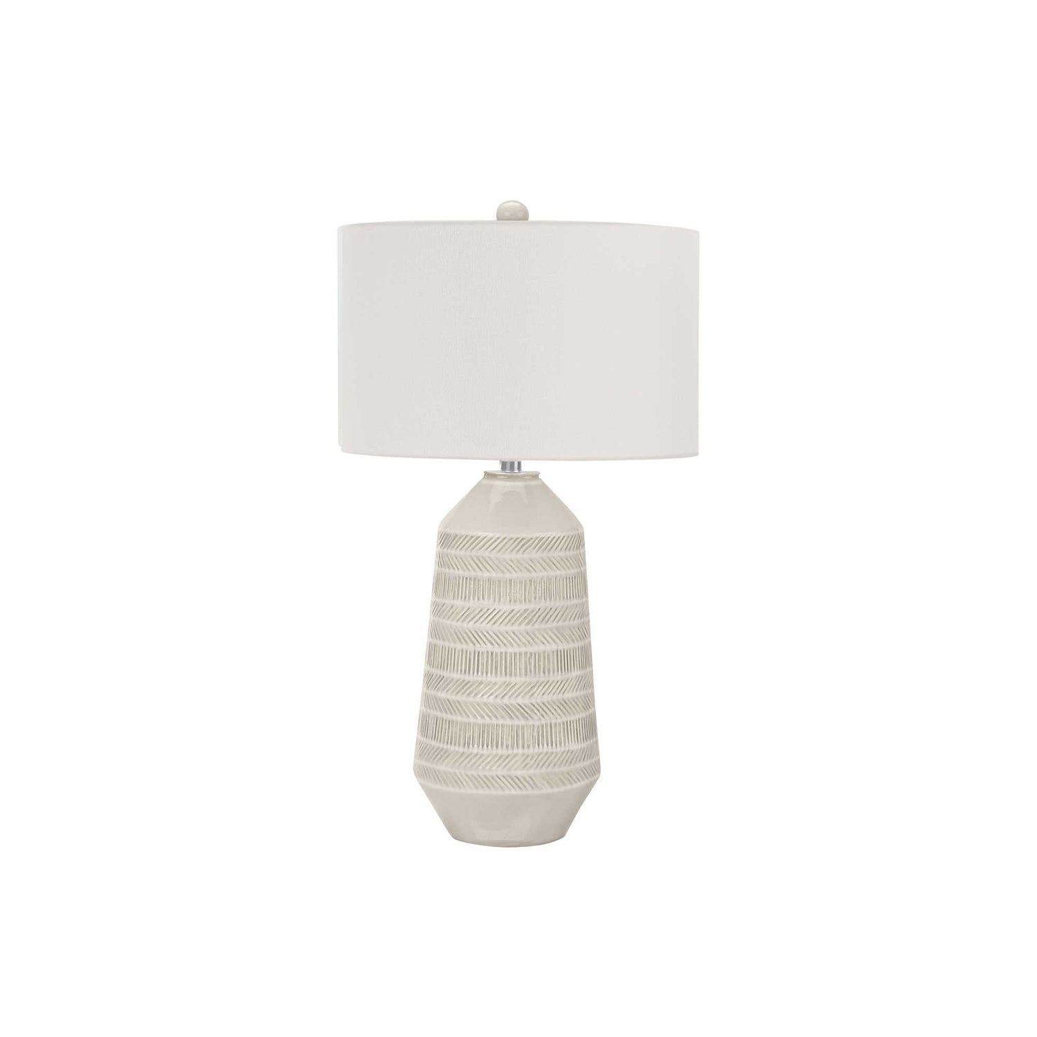 Contemporary Table Lamp with Cream Ceramic Base and Ivory Shade, 33' H, Cream Finish, Modern Decorative Lighting