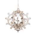 6 - Light Wood Chandelier, Hanging Light Fixture with Adjustable Chain for Kitchen Dining Room Foyer Entryway, Bulb Not Included