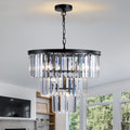 20' Luxury 3-Tier Crystal Chandelier, 7-Light Black Frame Pendant Light, Elegant Ceiling Lighting for Living Room, Dining Room, Bedroom (No Bulbs)