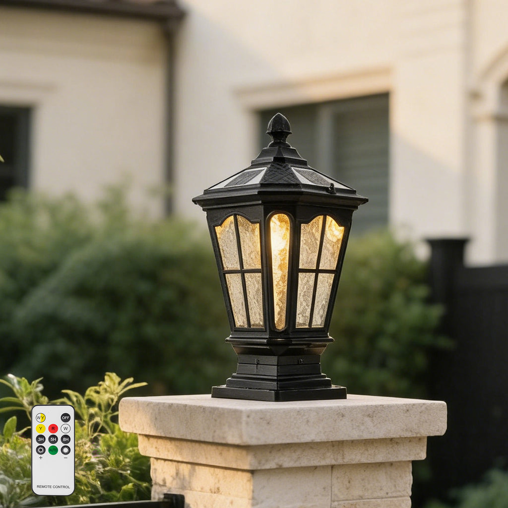 Garden Post Light Black Aluminum Outdoor Column Light, Retro Pillar Lantern European Vintage Table Lamp Decor Post Light Energy Saving Traditional Porch Garden Post Light.