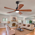 Ceiling Fans with Lights and Remote, 52 Inch Outdoor Ceiling Fan for Patios with Light 5 Solide Wood Blades Modern Ceiling Fan Noiseless Reversible DC Motor, Wood Fan for Farmhouse