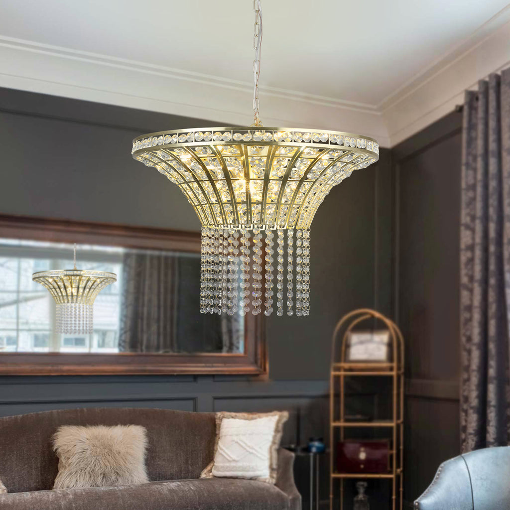 8-Light 23.6' Wide Crystal Waterfall Chandelier (Bulb Not Included)