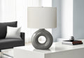 Lighting, 24'h, Table Lamp, Dark Grey Ceramic, Ivory / Cream Shade, Contemporary