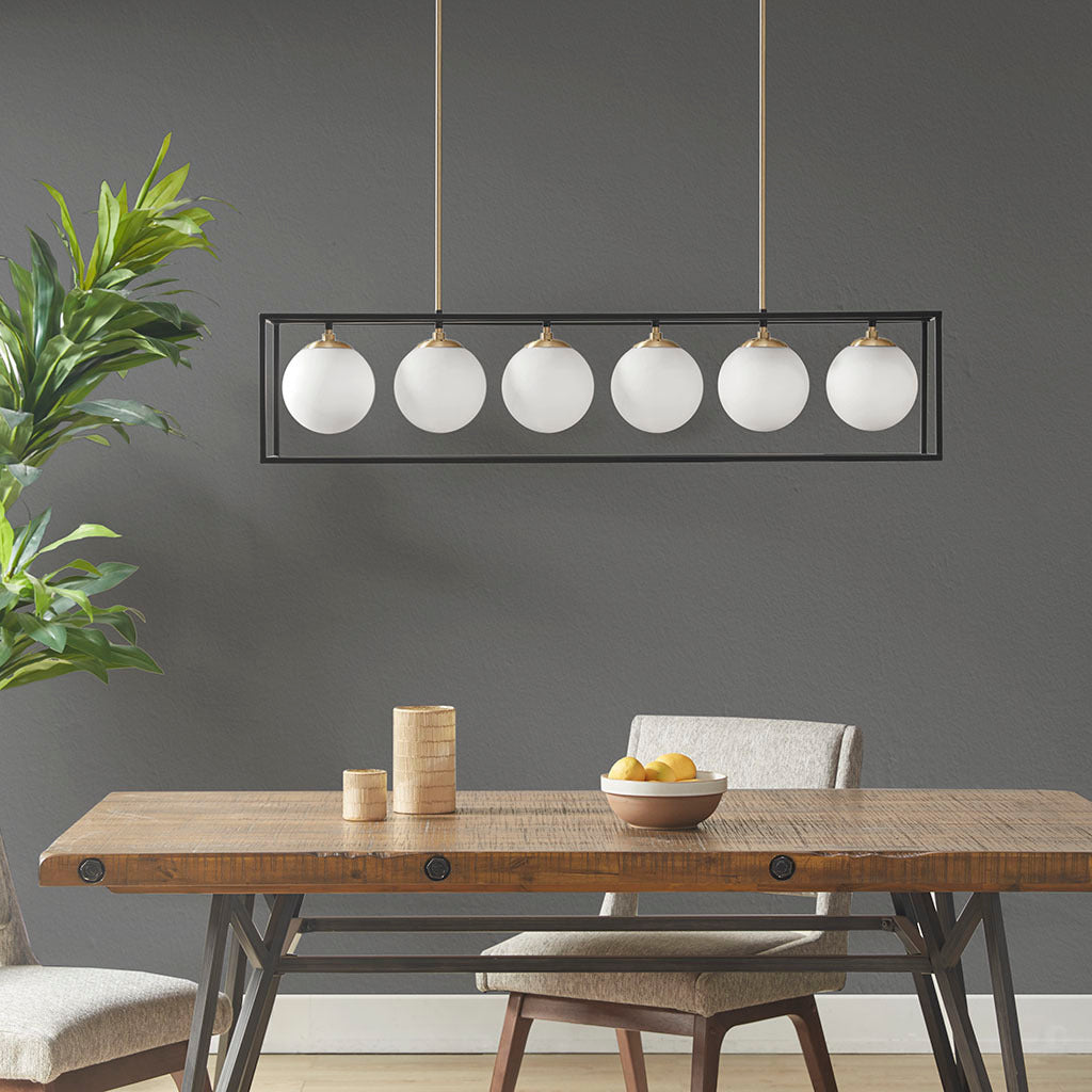 H  6-Light Frosted Glass Globe  r Chandelier