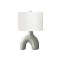 Contemporary Table Lamp, 25'H, Grey Ceramic Base with Ivory Shade, Modern Design
