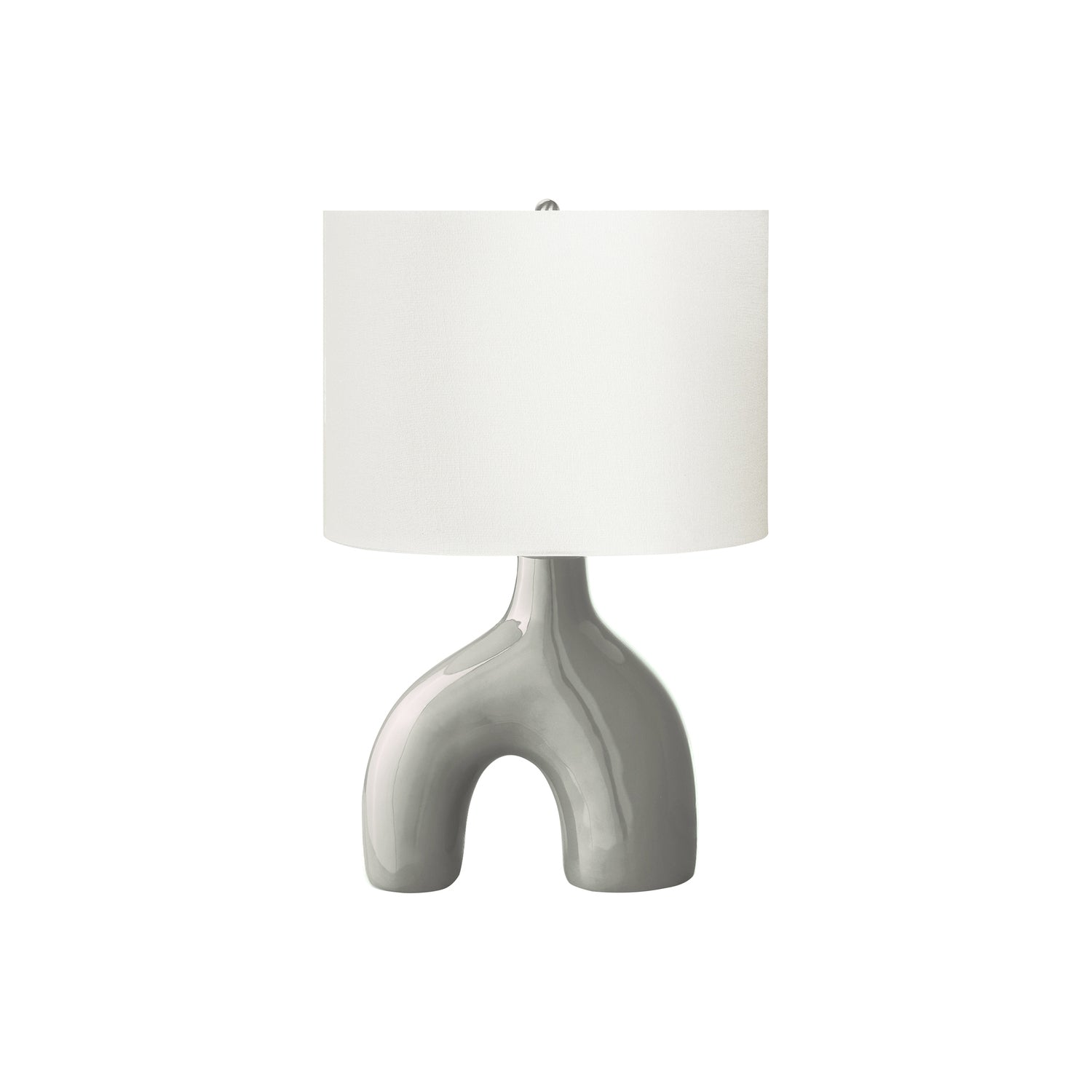 Contemporary Table Lamp, 25'H, Grey Ceramic Base with Ivory Shade, Modern Design