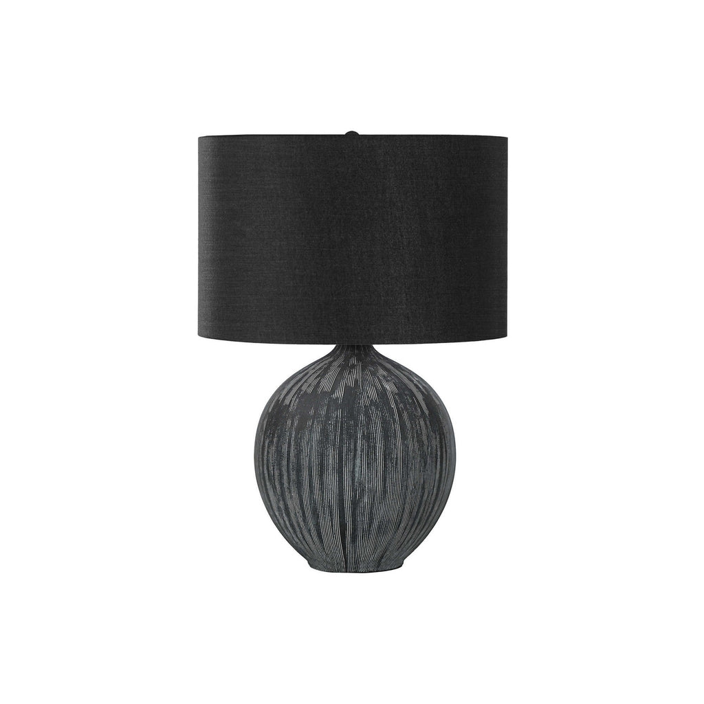Contemporary Table Lamp with Black Ceramic Base and Black Fabric Shade, 23' H