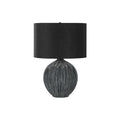 Contemporary Table Lamp with Black Ceramic Base and Black Fabric Shade, 23' H