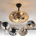 19' Hemp Rope Woven Ceiling Fan with 4 bulbs, Dimmable, 7 Blades, Reversible DC motor.