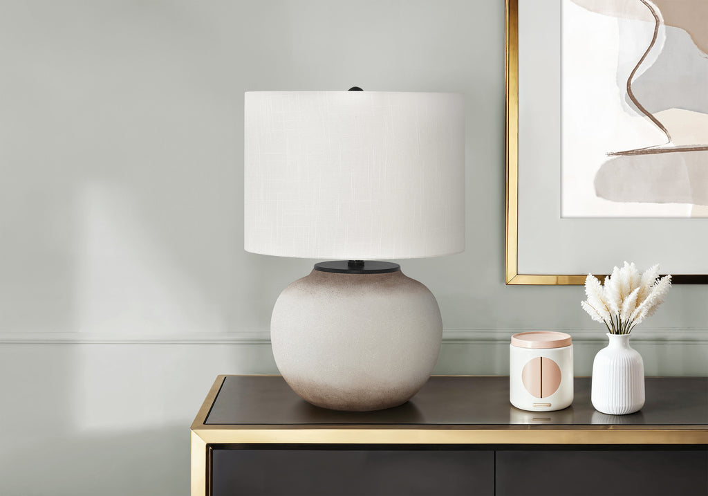 Lighting, 21'h, Table Lamp, Cream Ceramic, Ivory / Cream Shade, Modern