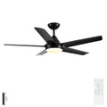 48' Ceiling Fan with Lights and Remote Control, Matte Black Modern Ceiling Fan, Reversible DC Motor, 6 Speeds, 3 CCT Dimmable LED, Quiet Timer for Bedroom Living Room Indoor