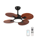 33-Inch Ceiling Fan with Light, 5 Solid Wood Blades, DC Motor, APP & Remote Control, Dimmable Full-Spectrum LED, Reversible Airflow, for 15x15 ft Living Room Bedroom, Works on Sloped Ceilings (<15°)