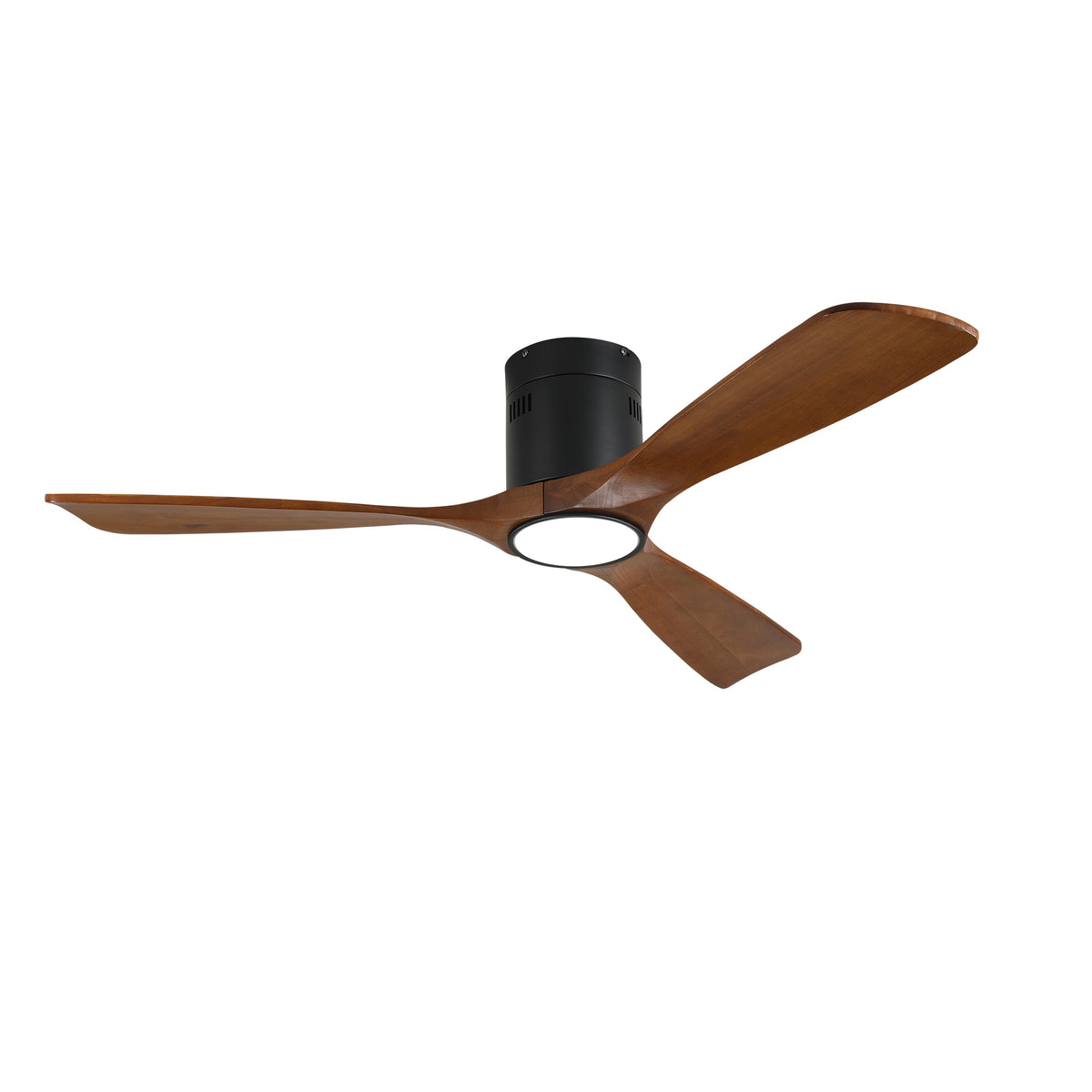 52 Inch Mounting Type Solid Wood Ceiling Fan With Light Kit Dimmable LED, DC 6 Speed ,Remote Control Ceiling Fan  for Patio Living Room, Bedroom, Office,Indoor.(Matte Black +Wood)
