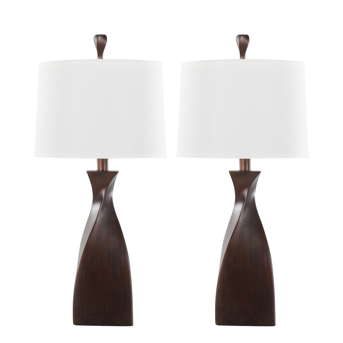 30' Contemporary Polyresin Table Lamp in Copper Bronze Polyresin with Natural Linen Shade from Grandview Gallery  - Set of 2