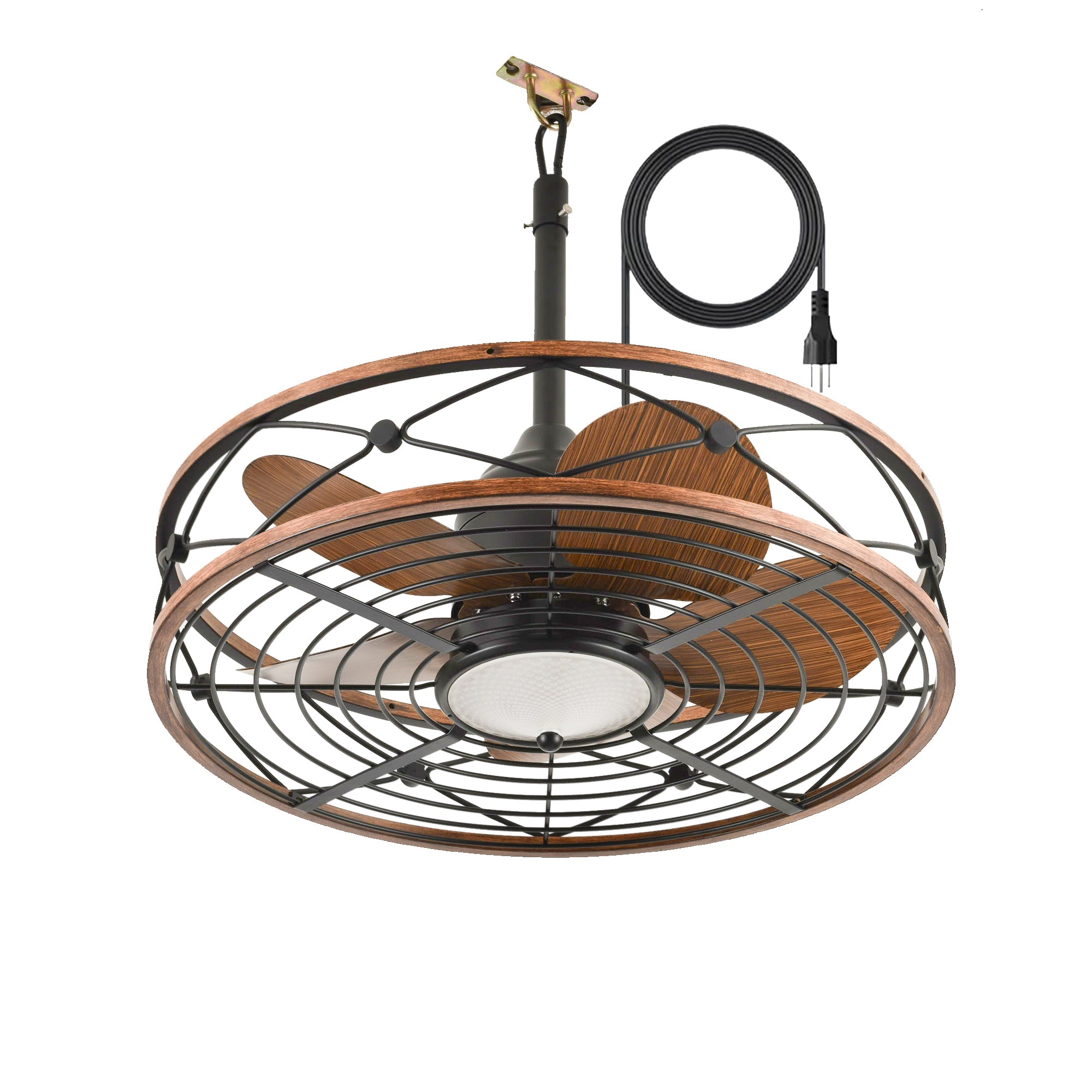 20'  Outdoor Ceiling Fan with Remote Control.With Light,5 PCS ABS Blades,Quiet DC Motor 6 Speed Levels,Adjust Height( 3 PCS Rod) Reversible Ceiling Fan, for Outdoor Use-- INCLUDED BULBS.(Matte Black)