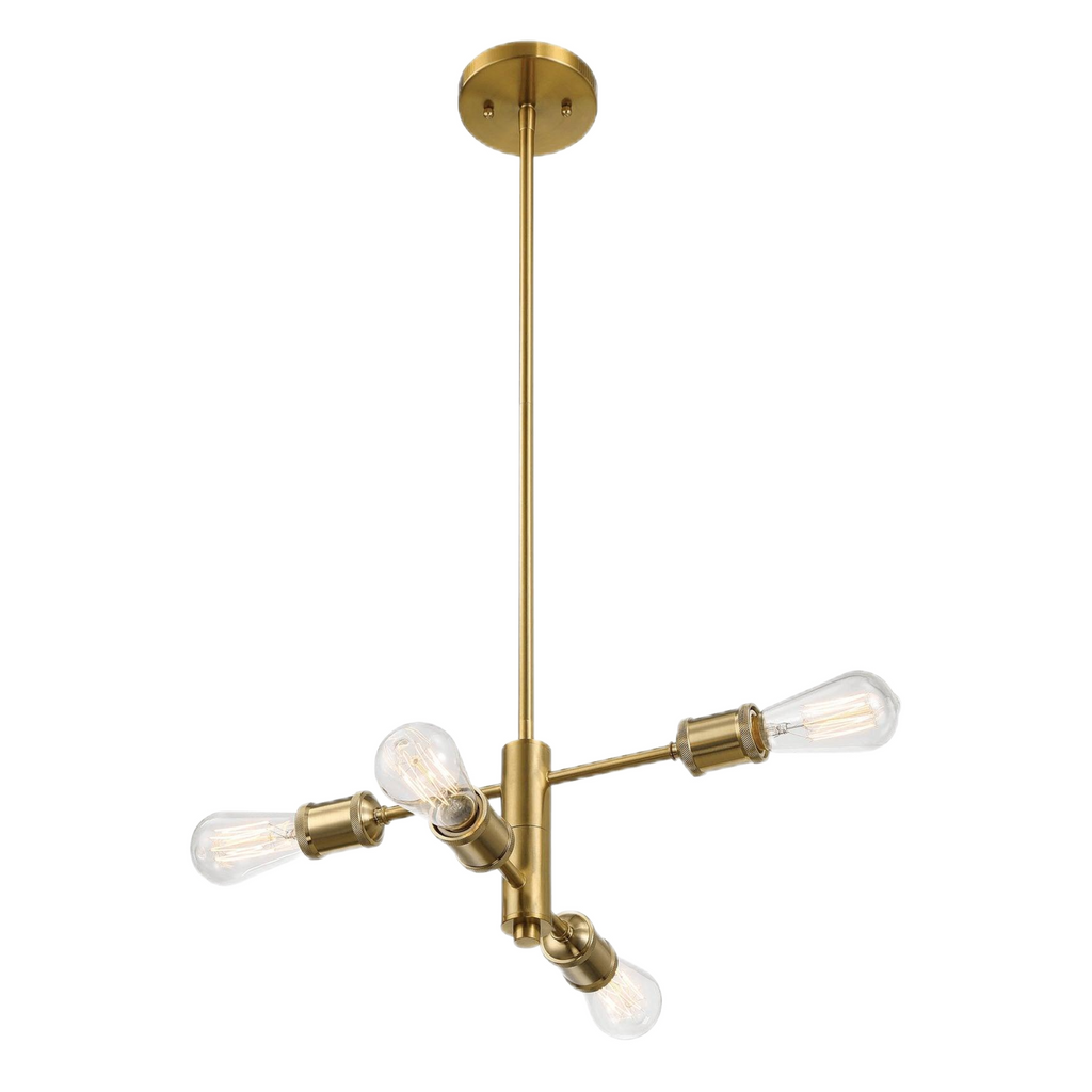 Trellis Modern Gold Chandelier Vintage Pendant Fixture for Living Room, Dining, Kitchen in Brass and Glass, 15'W × 6.75'H