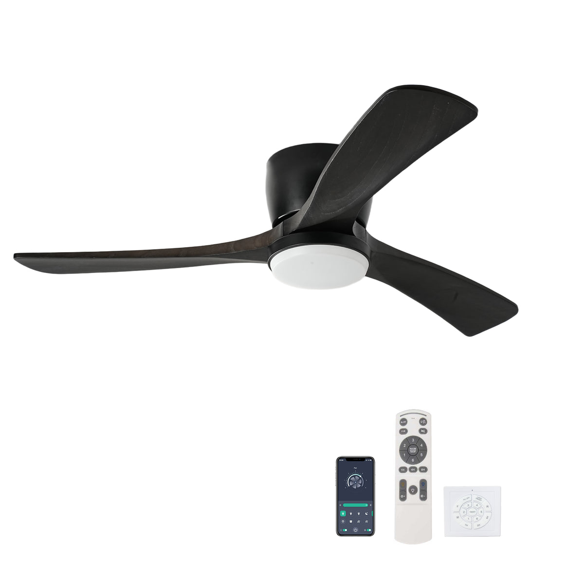 42' Solid Wood Ceiling Fan with Light-Flush Mount, Dc Motor (black Walnut)