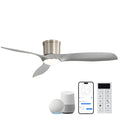 52-Inch Smart Ceiling Fan With Light,Flush Mount Ceiling Fan With Remote Control.3 Grey ABS Blades,18W Dimmable Light