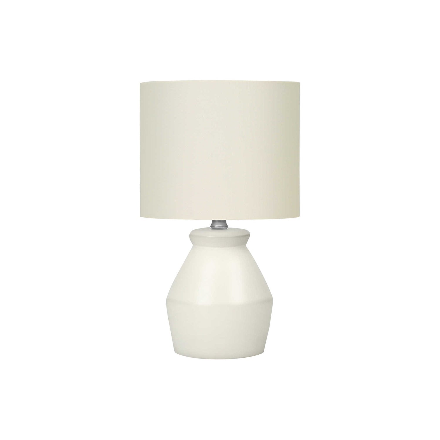 Modern Table Lamp with Cream Ceramic Base and Ivory Linen Shade, 17'H, Perfect for Living Room, Bedroom, or Office