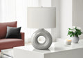 Lighting, 24'h, Table Lamp, Grey Ceramic, Ivory / Cream Shade, Contemporary, Modern