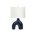 Contemporary Blue Ceramic Table Lamp with Ivory Shade, 25'H, Modern Lighting for Living Room or Bedroom