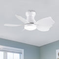 30'' Modern Small Flush Mount White Ceiling Fan with Remote Contorl