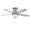 52 Inch 5 PCS Plywood Reversible Blades  Ceiling Fan With Light Kit 3 Color  , LED, DC 6 Speed ,Remote Control Ceiling Fan  for Patio Living Room, Bedroom, Office,Indoor.(( Sliver + Brushed Gold)