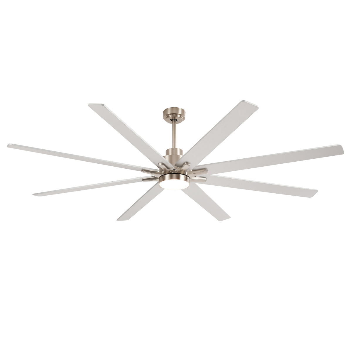 8 PCS Plywood Reversible Blades  Ceiling Fan With Light Kit 3 Color  Dimmable LED, DC 6 Speed ,Remote Control Ceiling Fan 84INCH   (Sliver + Nickel )
