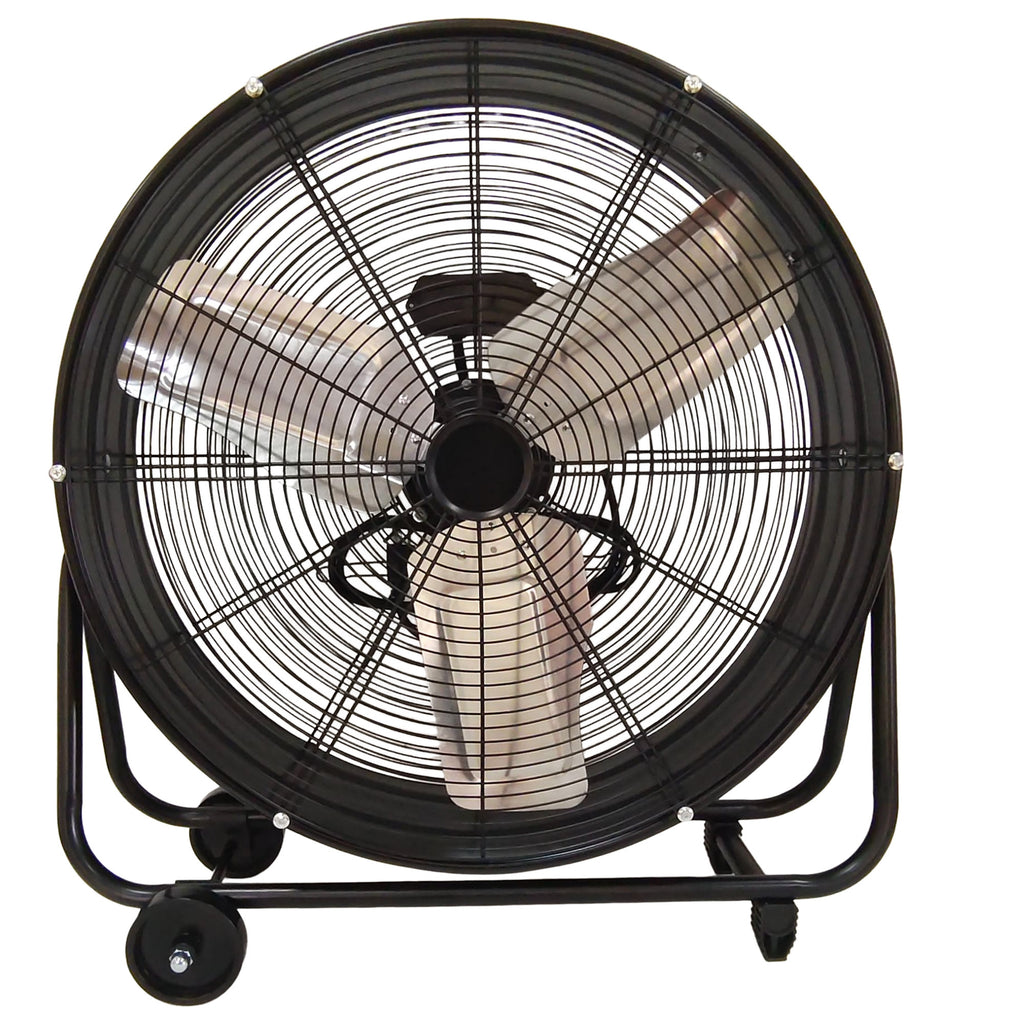 24 in.Heavy Duty Metal Industrial Drum Fan, 24 inch High Velocity Shop Fan, Pure Copper Wiring Motor, Aluminum Blade, 2 Speed Large Floor Fan for Warehouse, Workshop, Factory, Garage, All Metal, Black